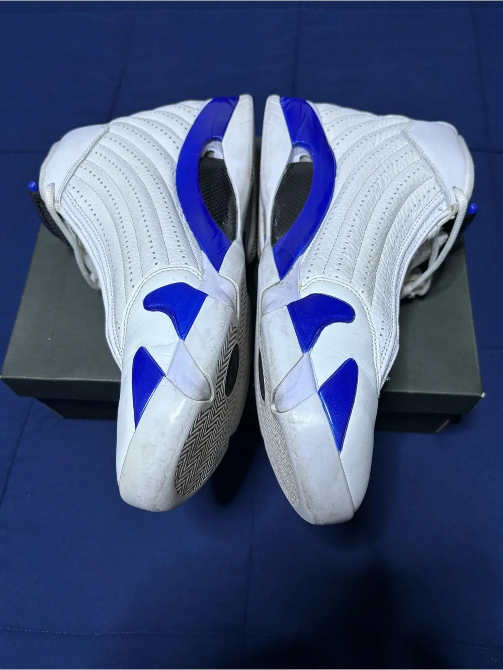 Jordan 14 Retro White Hyper Royal 2020 Size 13